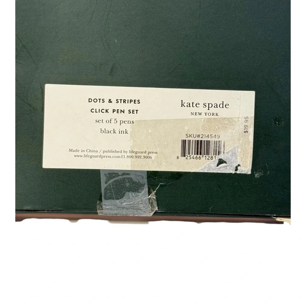 kate spade new york Dots & Stripes Ink Pen Set – 5 Pens – New w/ Box Damage